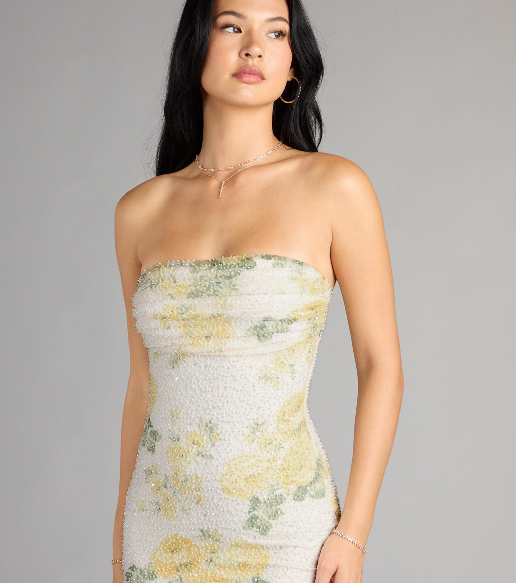 Kaley Floral Beaded Mini Dress