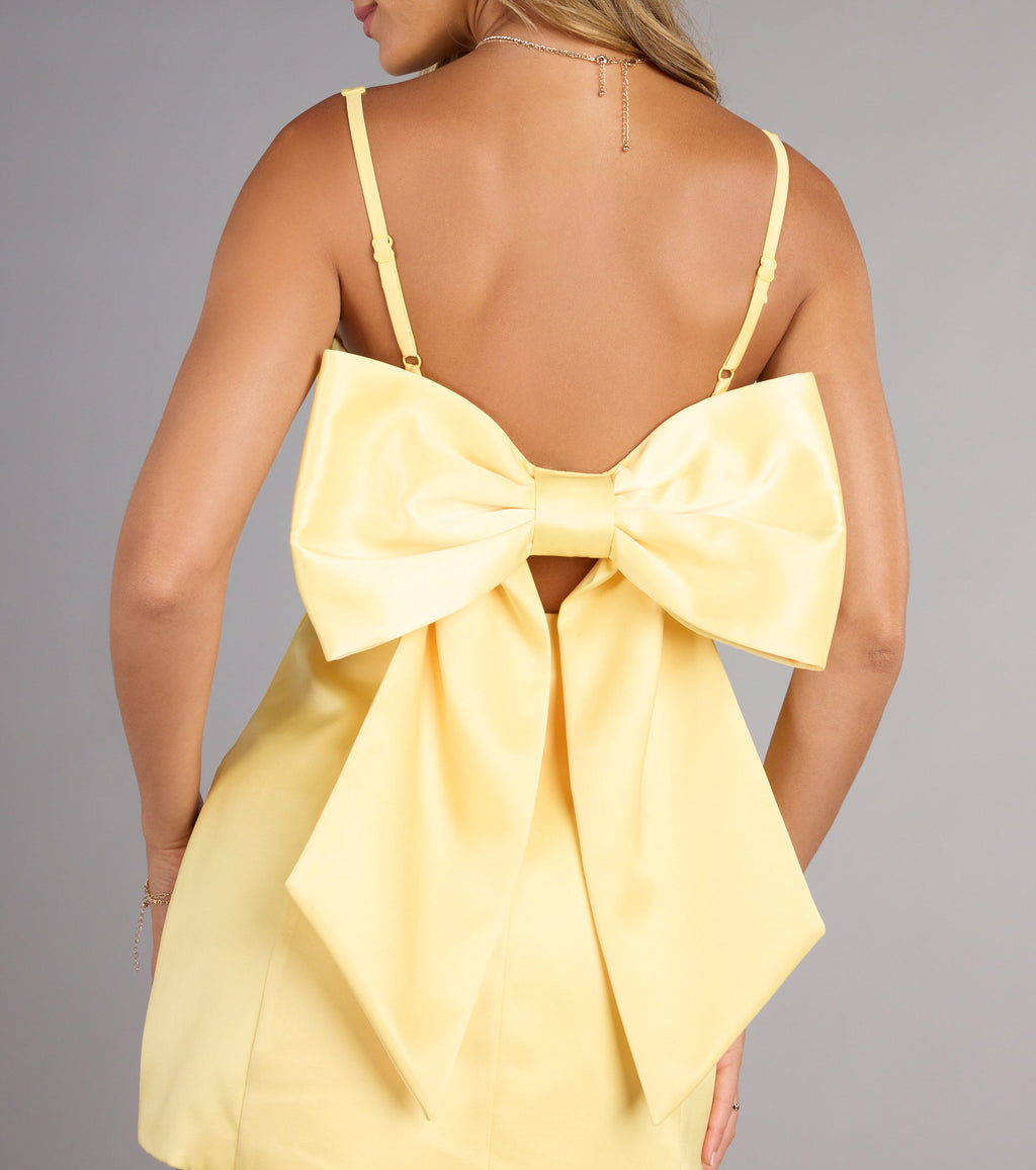 Amalia Bow A-Line Satin Short Dress