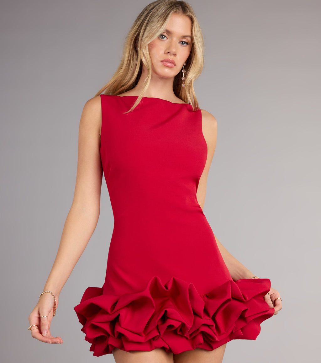 Ellerie Low Back Ruffle Bubble Short Dress