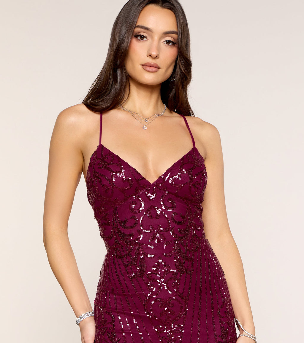 Alessia Sequin Lace-Up Mini Dress
