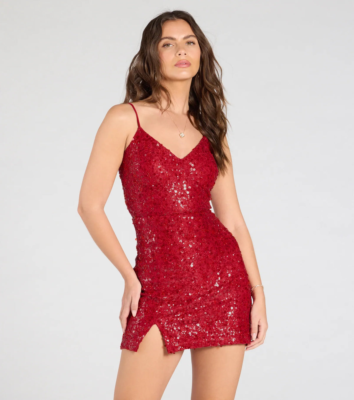 Becky Open Back Sequin Lace Mini Dress