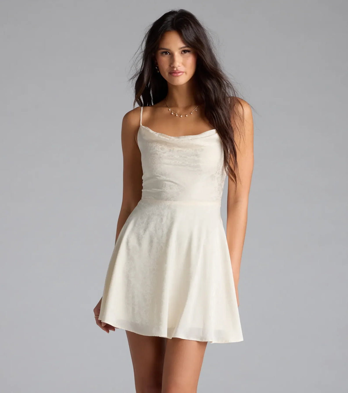 Jianna Floral Satin Short A-Line Dress