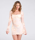Mika Floral Mesh Bell Sleeve Mini Dress