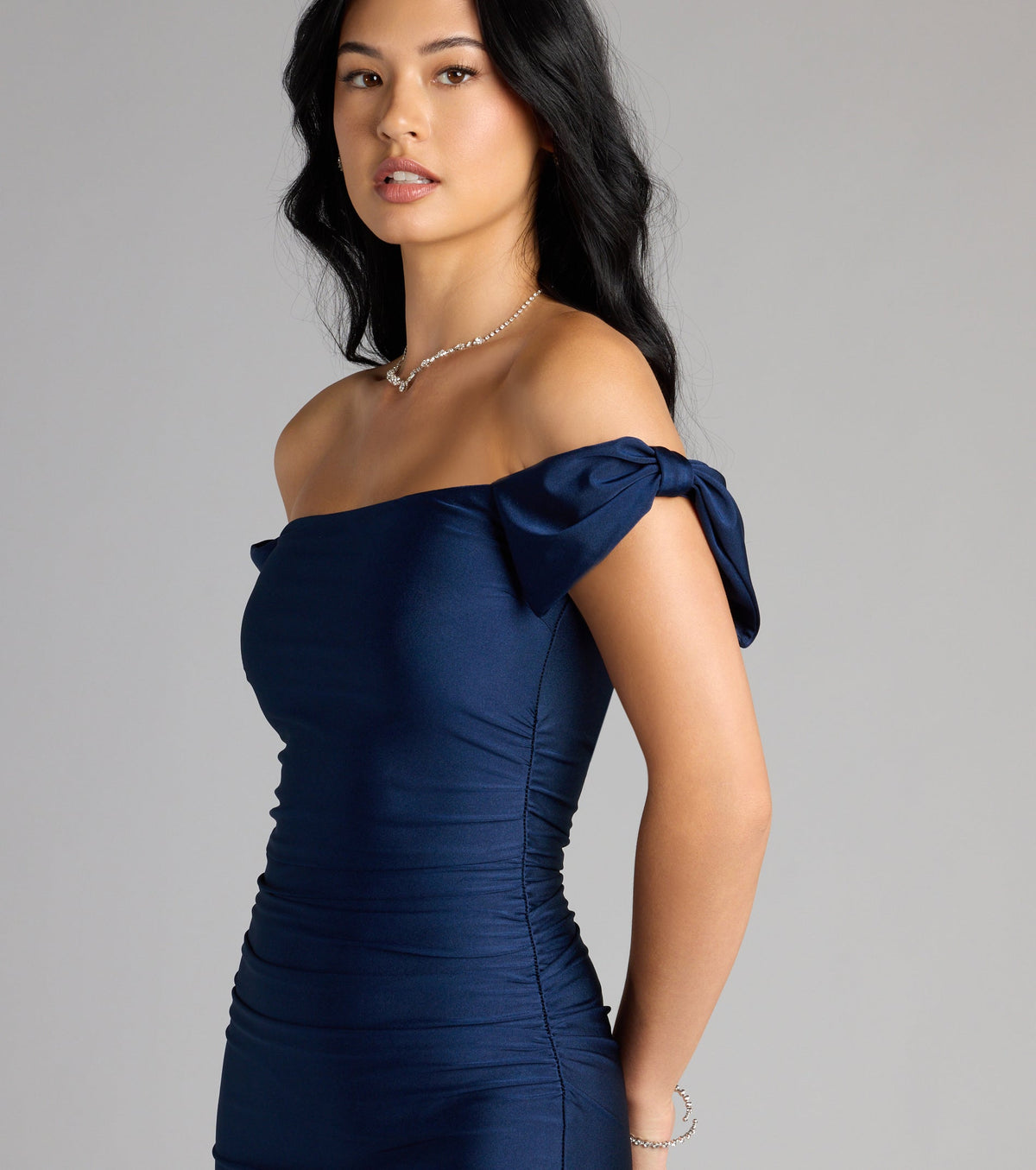 Tie It Up Bow Off-The-Shoulder Mini Dress