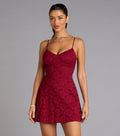 Romantic Notion Glitter Lace-Up Mini Dress