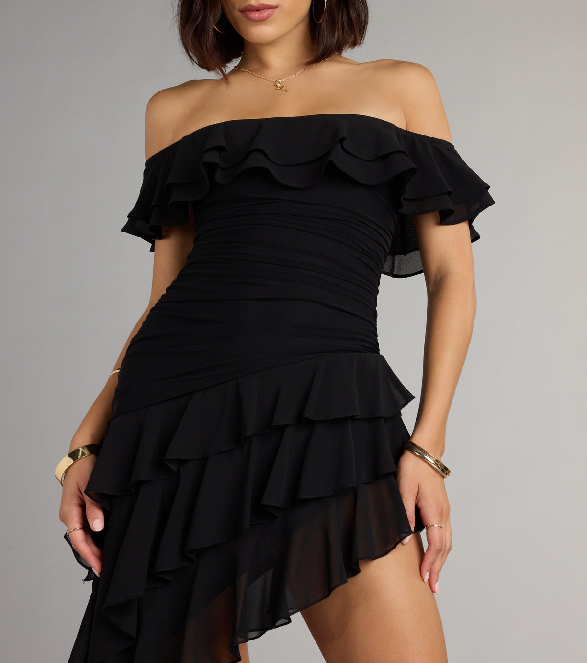 Drama Me Softly Ruffle Chiffon Mini Dress