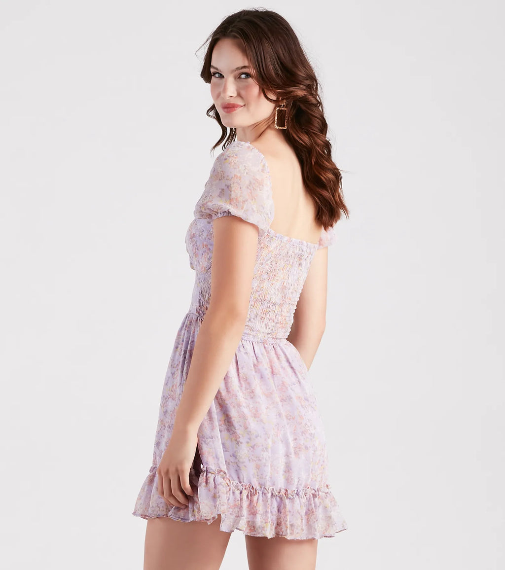 Sweet Spring Vibes Floral Skater Dress