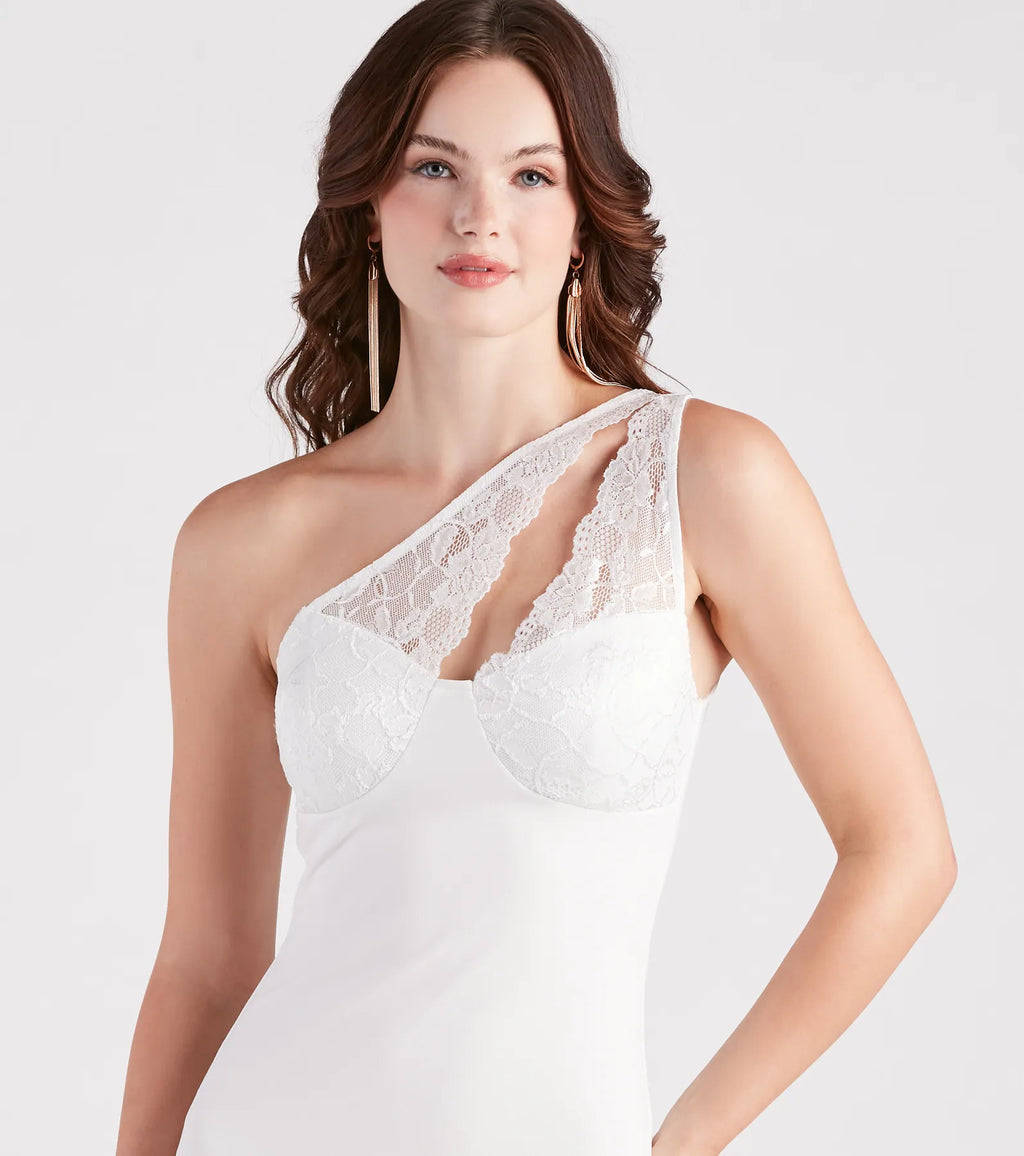 Happily Ever After Lace Trim Mini Dress