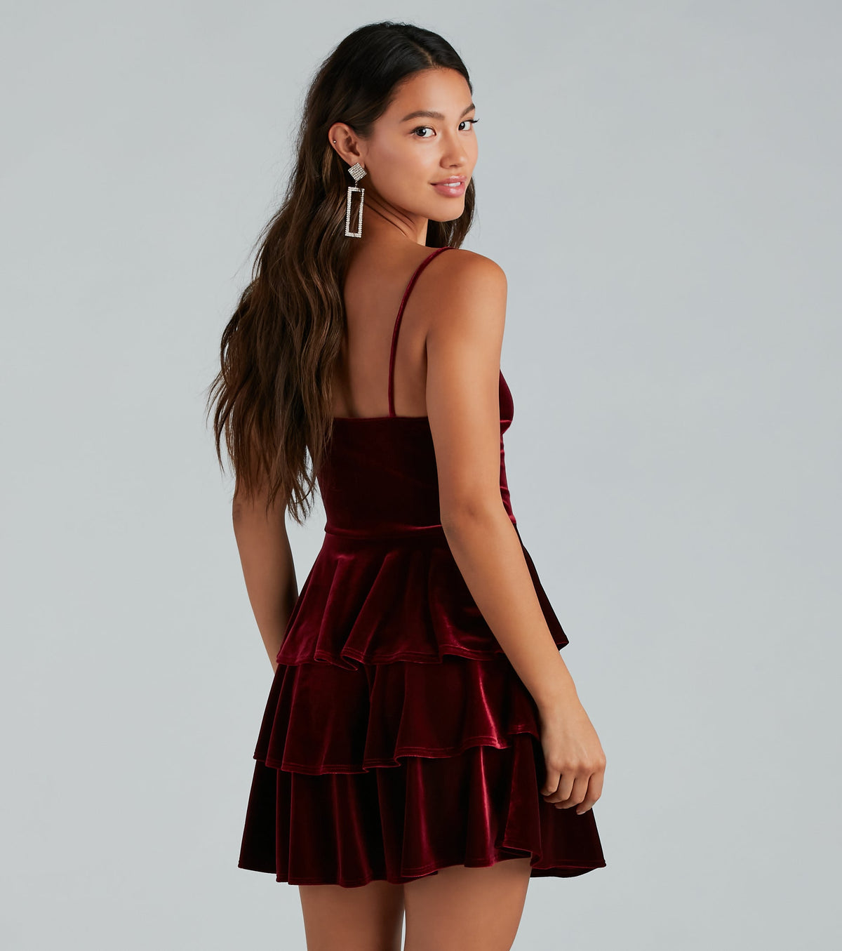 Sashay Away Velvet Ruffle Skater Dress