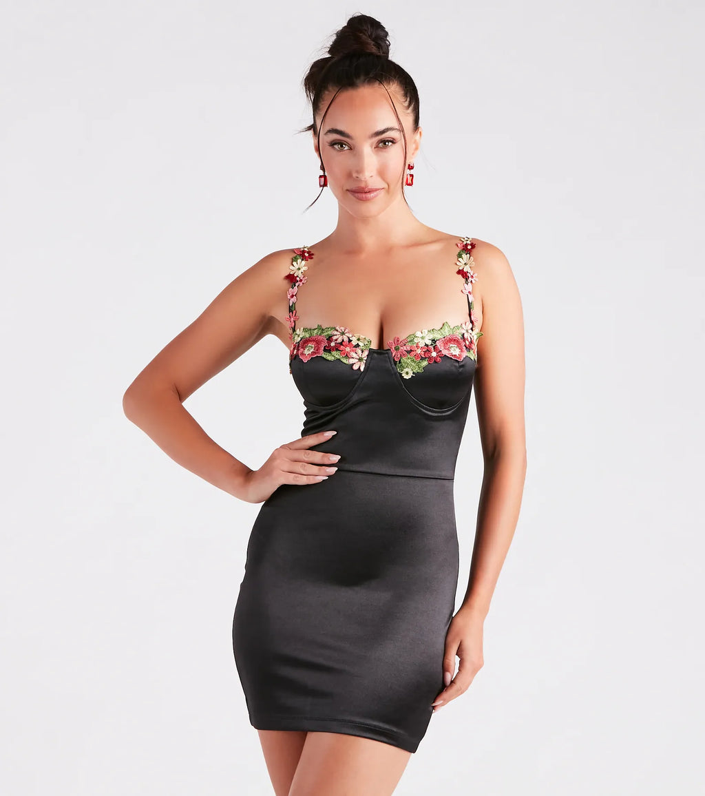 Chic Daydream Floral Satin Mini Dress