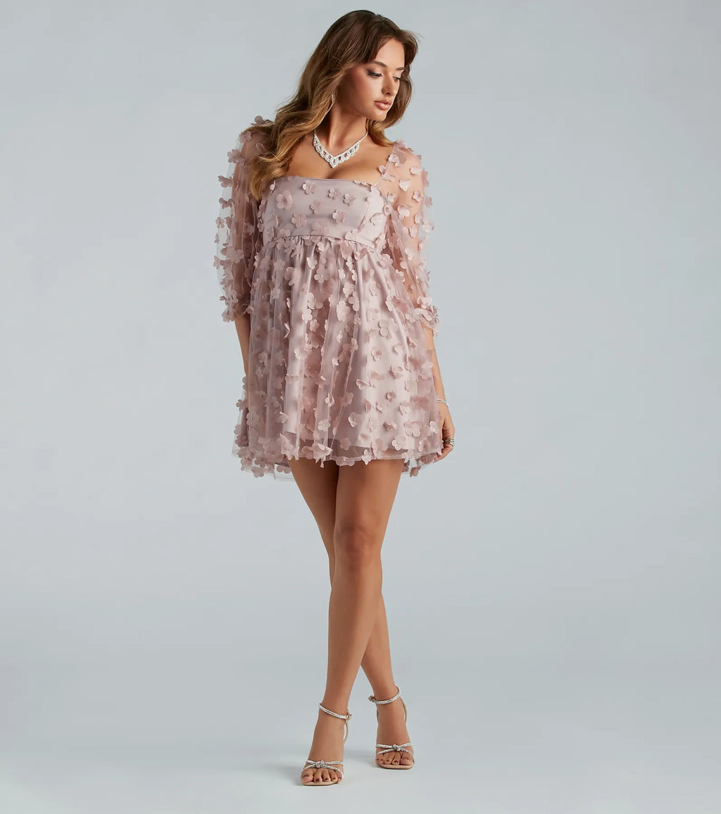Sunshine Daisy Flower Mesh Skater Dress