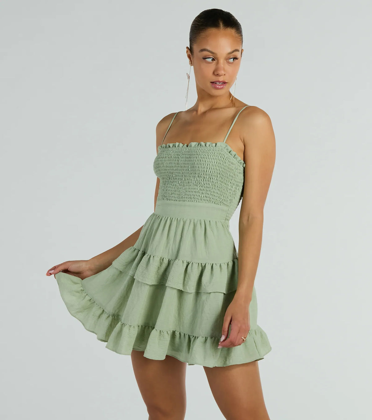 Tea Time Ruffled Short Skater Dress