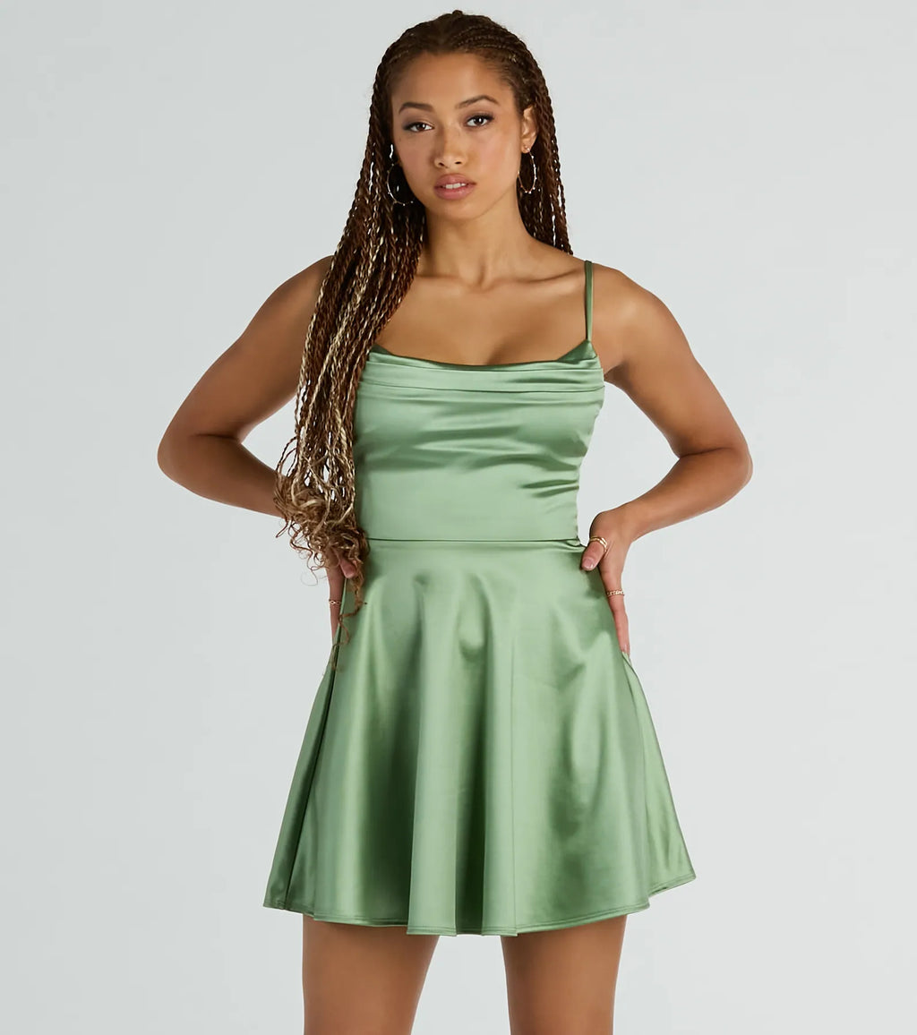 Silky Chic Satin Skater Dress