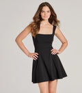 Flirtatious Style Lace-Up A-Line Crepe Mini Dress