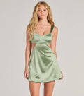 Breathtaking View Lace Up A-Line Satin Mini Dress