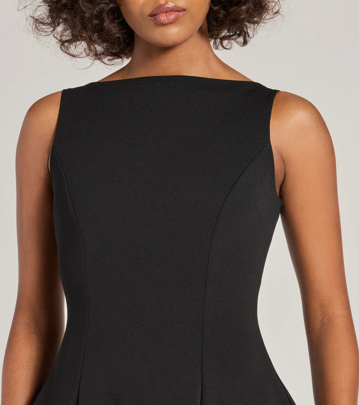 Timeless Elegance Boat Neck Crepe Skater Dress