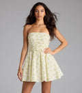 Sunny Chic Floral Strapless Skater Dress