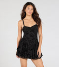 Stealing Hearts Flocked Velvet Skater Dress