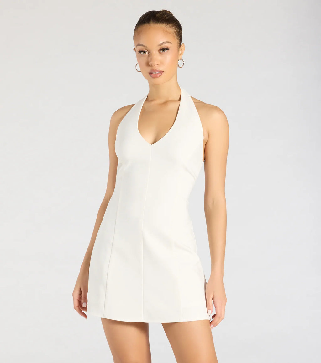 Chic Event Halter A-Line Mini Dress