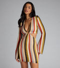 Groovy Gal Striped Cutout Mini Dress