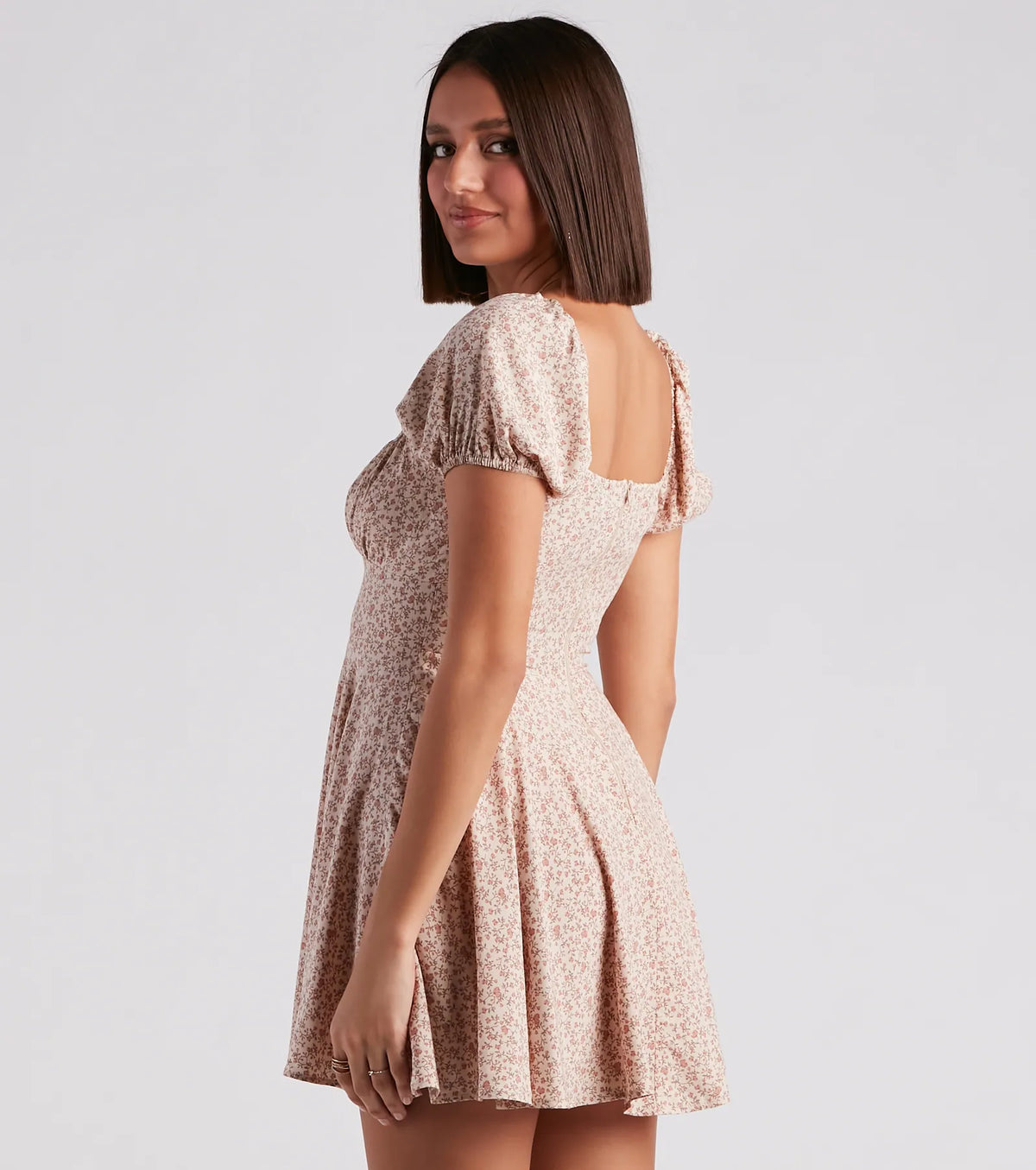 Cute Charm Ditsy Floral Skater Dress