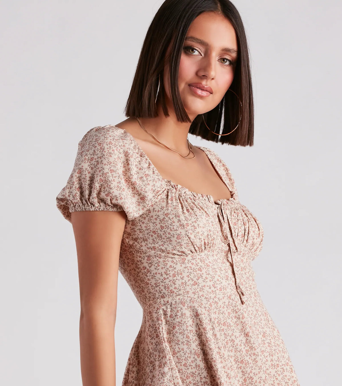 Cute Charm Ditsy Floral Skater Dress