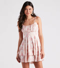 Sweet And Cute Floral Ruffle Short Dress