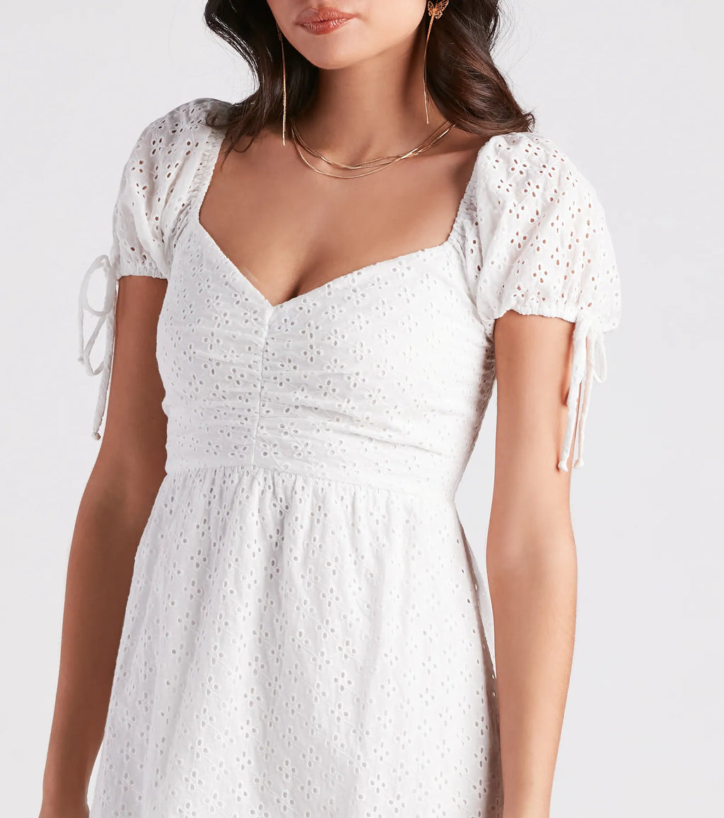 Weekend Brunch Eyelet Skater Dress