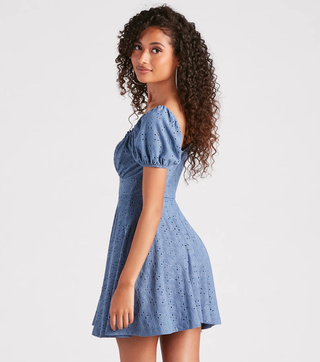 Sweet As Me Eyelet Lace Skater Dress