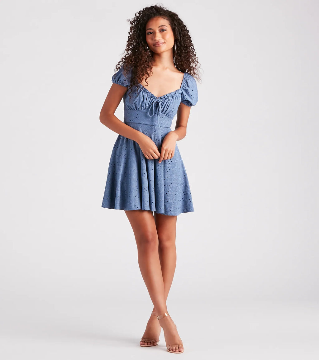 Sweet As Me Eyelet Lace Skater Dress