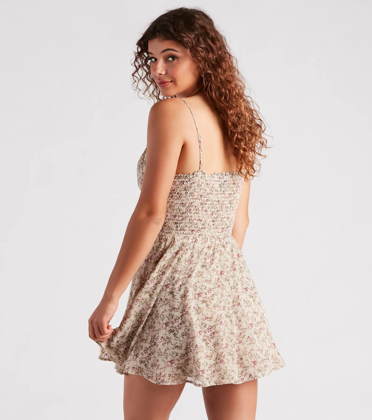 Romantic Roots Floral Chiffon Short Dress