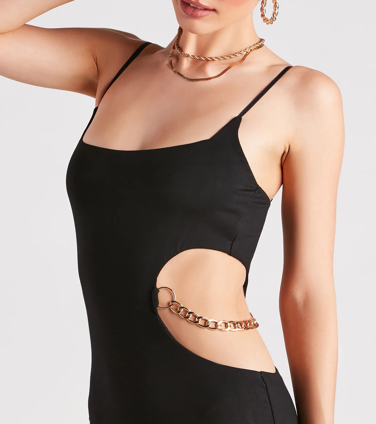 Linked Together Chain Cutout Mini Dress