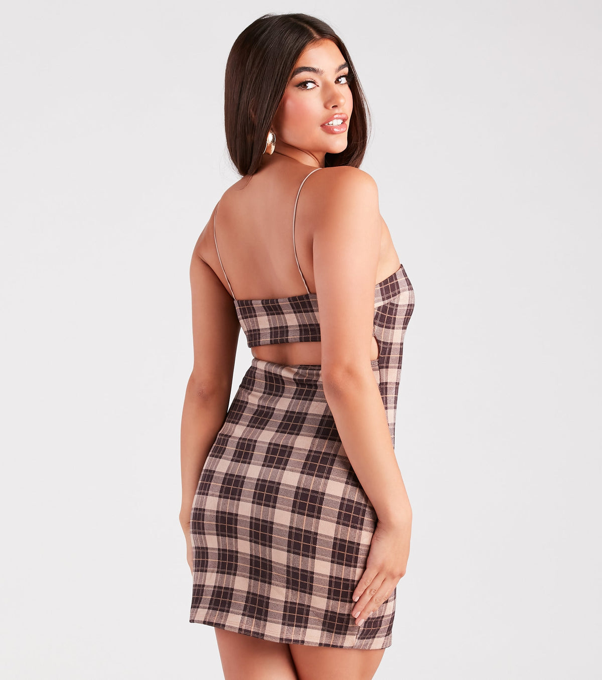 Check Me Out Plaid Bodycon Mini Dress