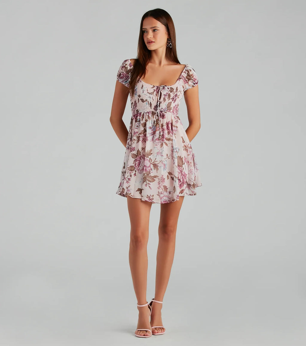 Obsessed With Floral Chiffon Skater Dress