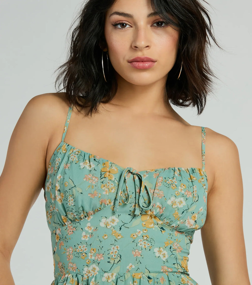Spring Into Action Floral Skater Dress
