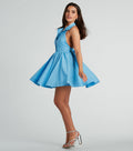 Sunny Afternoons Collar Open Back Skater Dress