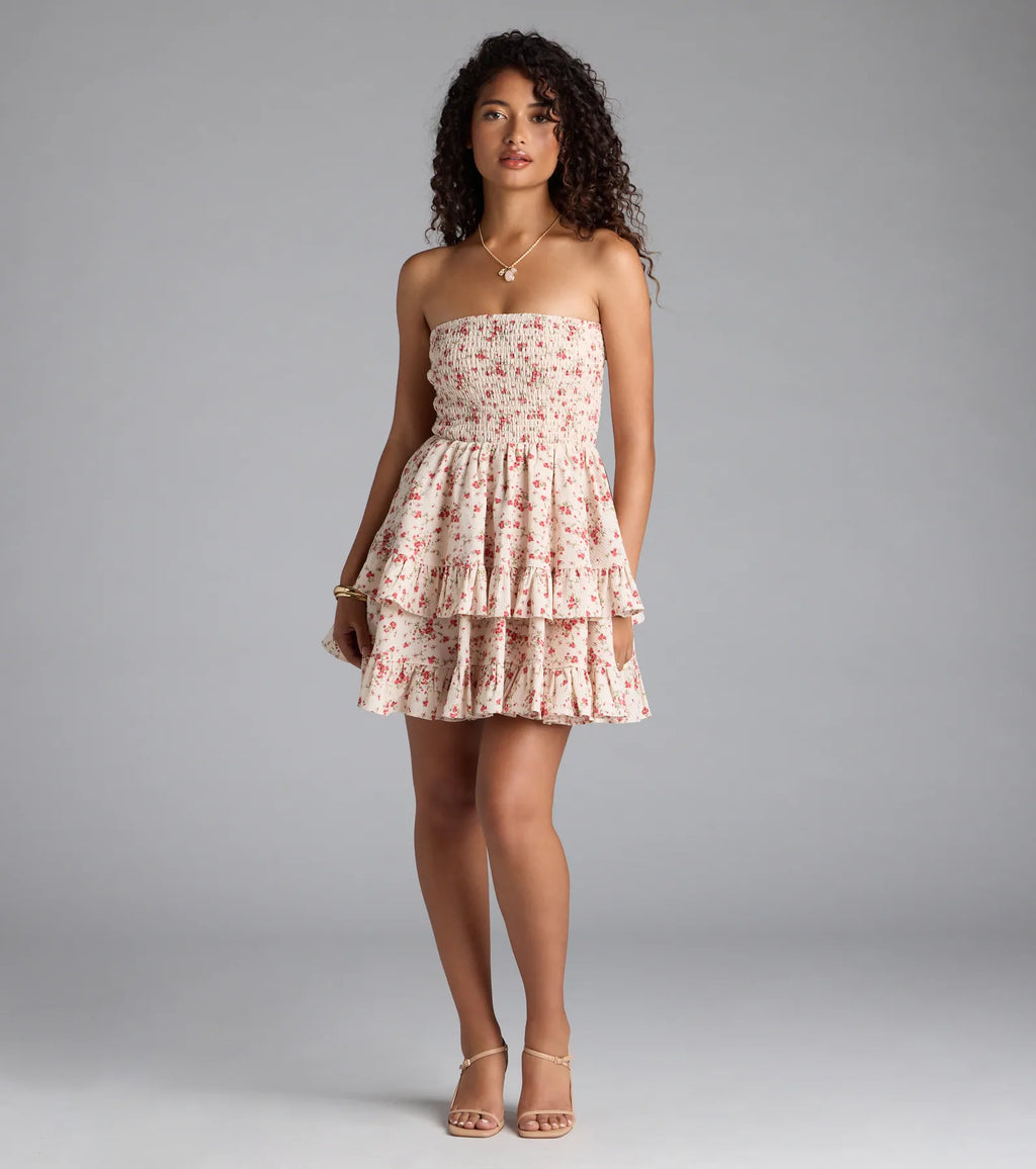 Flirty Fave Floral Ruffled Skater Dress