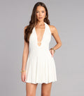 All This Allure Strappy Halter A-Line Skater Dress