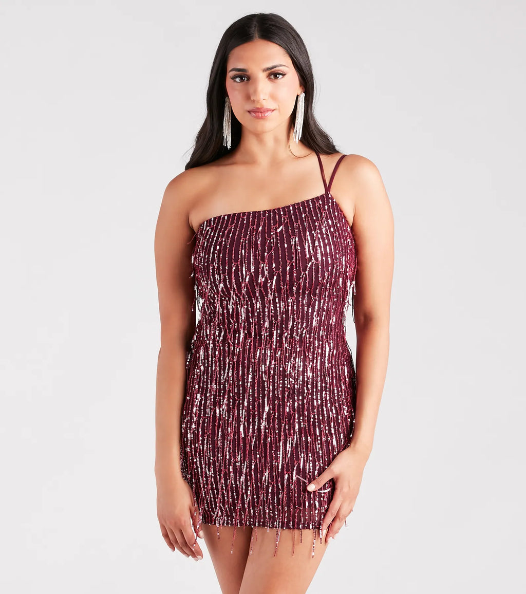Shake It Up Sequin Fringe Mini Dress