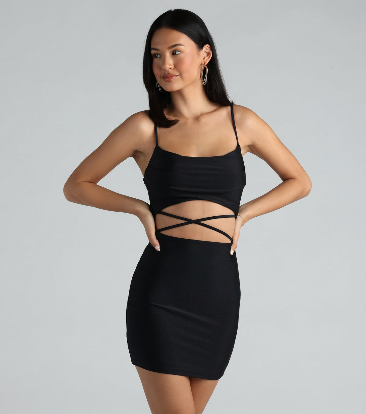 Party Town V-Neck Cutout Mini Dress