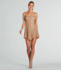 Pretty Shimmer Rhinestone Mesh Mini Party Dress
