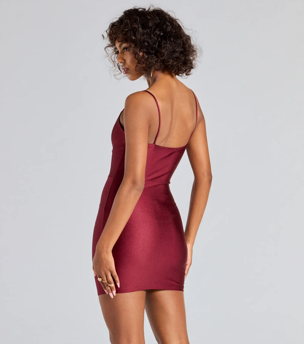 Flawless Allure Cowl Neck Bodycon Mini Dress