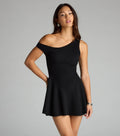 Twirl Season One-Shoulder Skater Mini Dress
