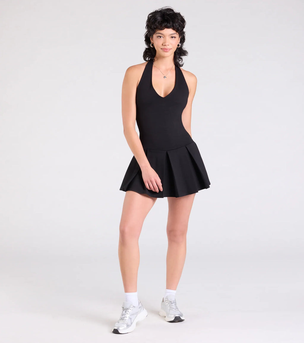 Flirty Flair Halter Pleated Romper