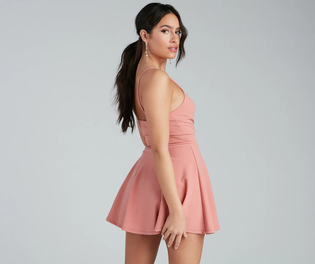 Trendy Twist-Front Skater Romper