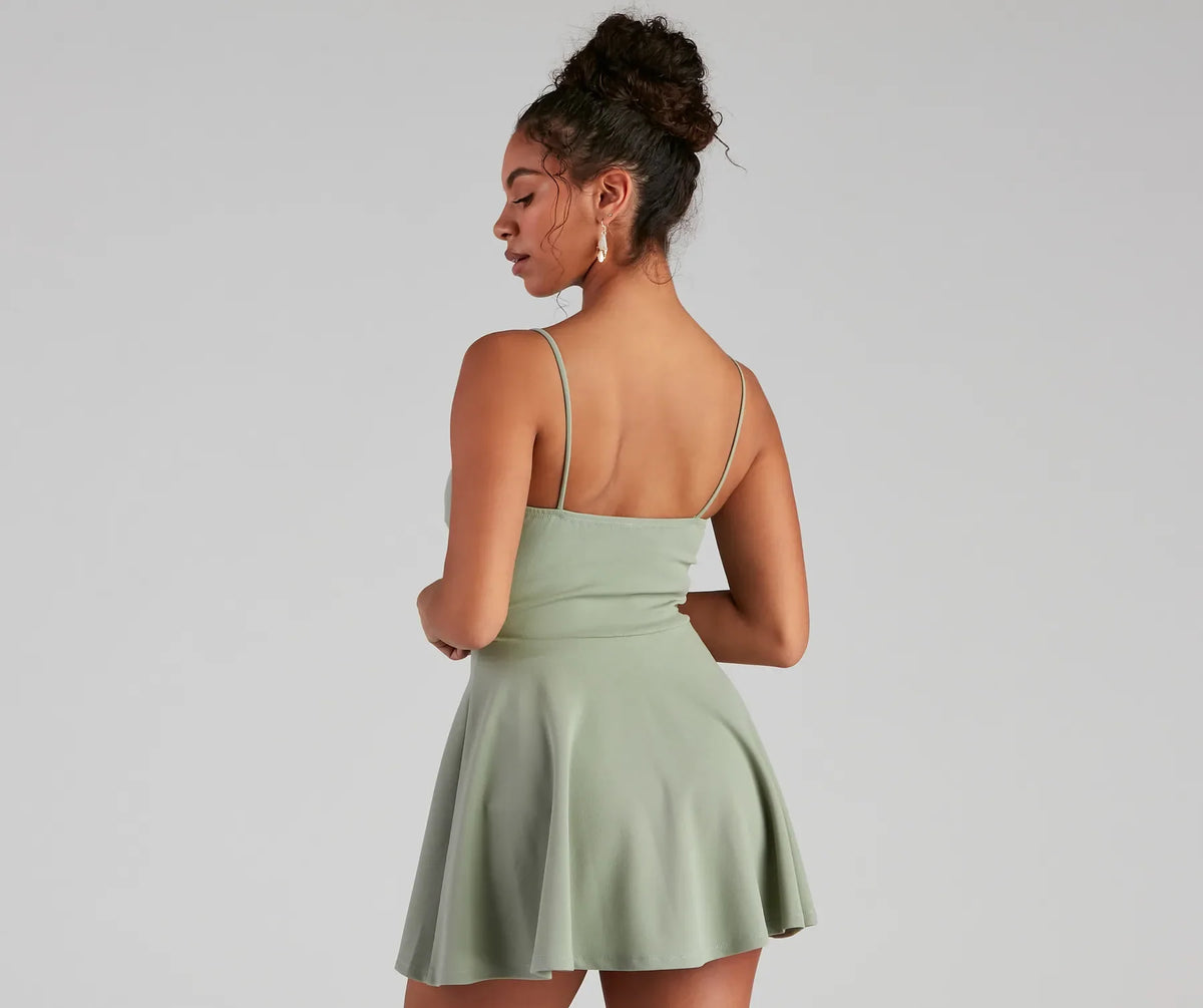 Trendy Twist-Front Skater Romper