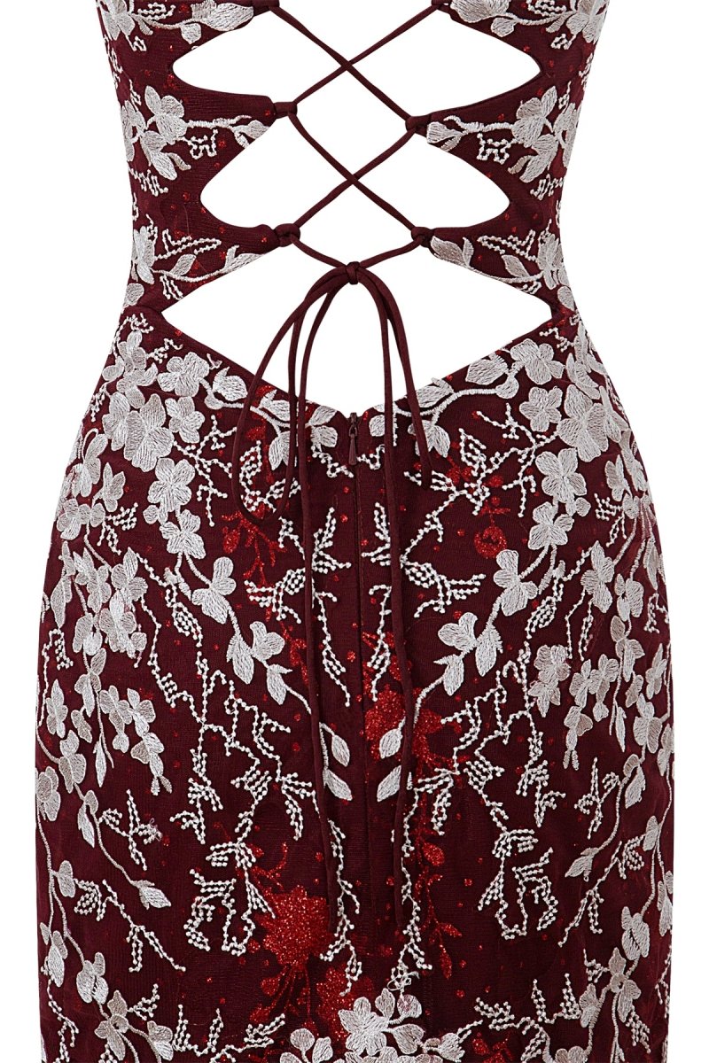 Sheath Short Spaghetti Straps Lace Homecoming Dress