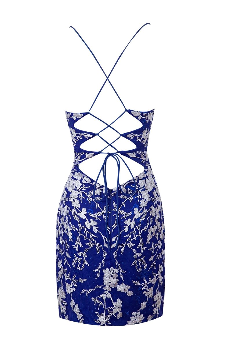 Sheath Short Spaghetti Straps Lace Homecoming Dress