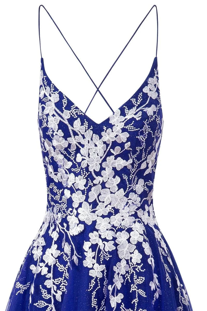 Aline Short Glitter Tulle Homecoming Dress with Appliques