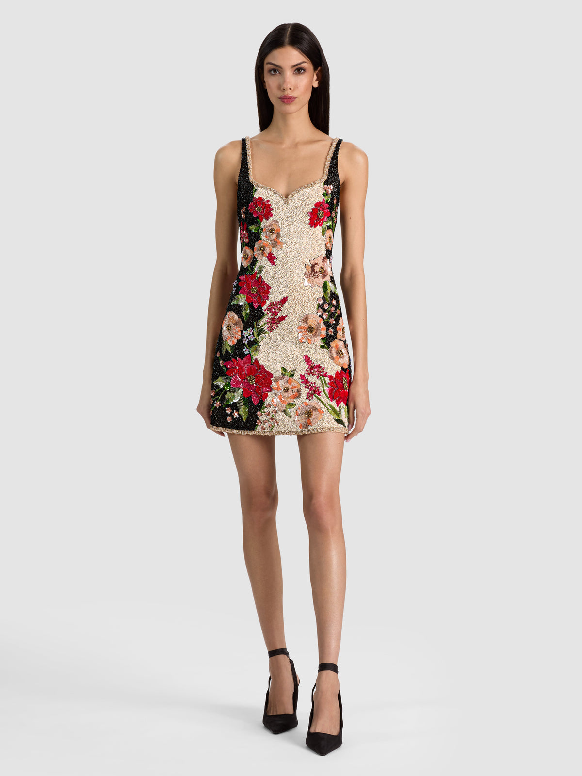 Eve Embellished Mini Dress - Floral Radiance